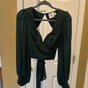 Hello Molly Crop Sheer Long Sleeve Top